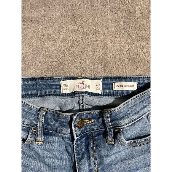 Hollister Low Rise Super Skinny Distressed Stretch Blue Jeans 00R W23 L30 (F4) - Picture 7 of 8